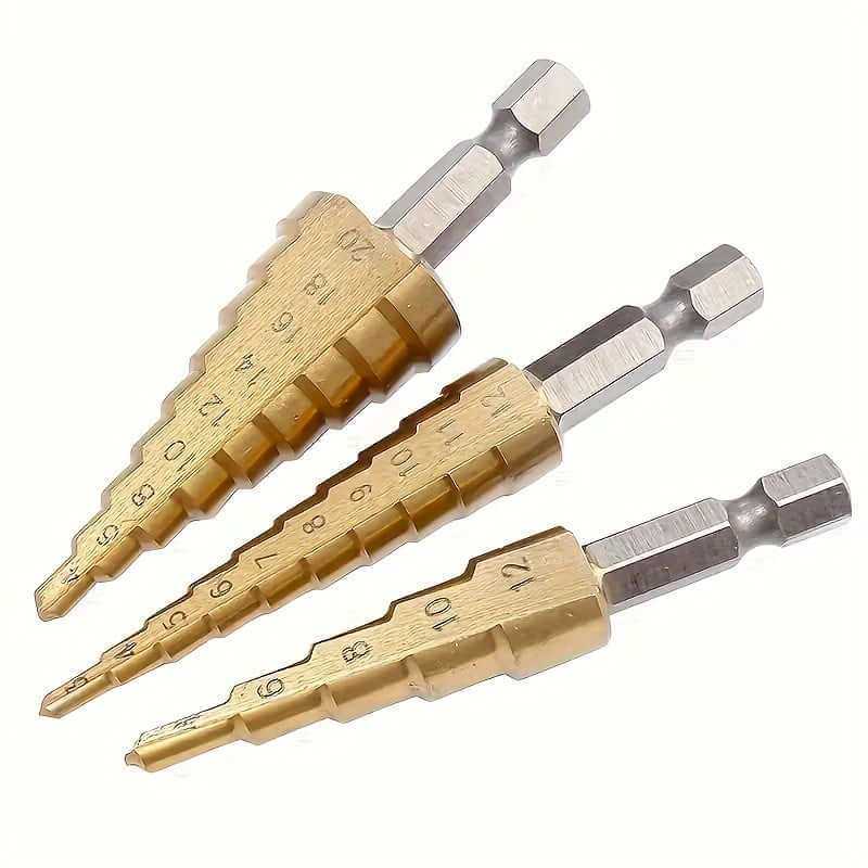 3 piece titanium coated drill bits set for precise cutting.
