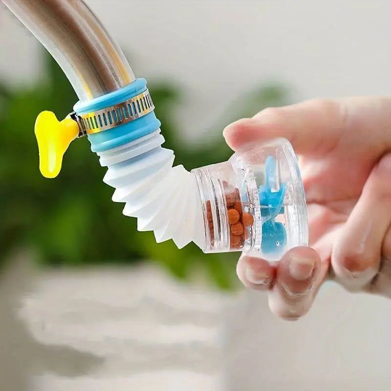 Splash-proof shower header attached to faucet, showcasing innovative kitchen functionality.