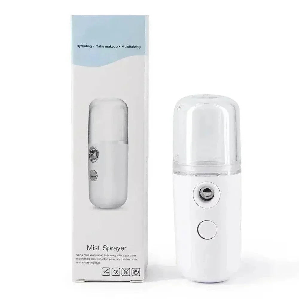 USB facial sprayer with packaging for moisturizing skin.