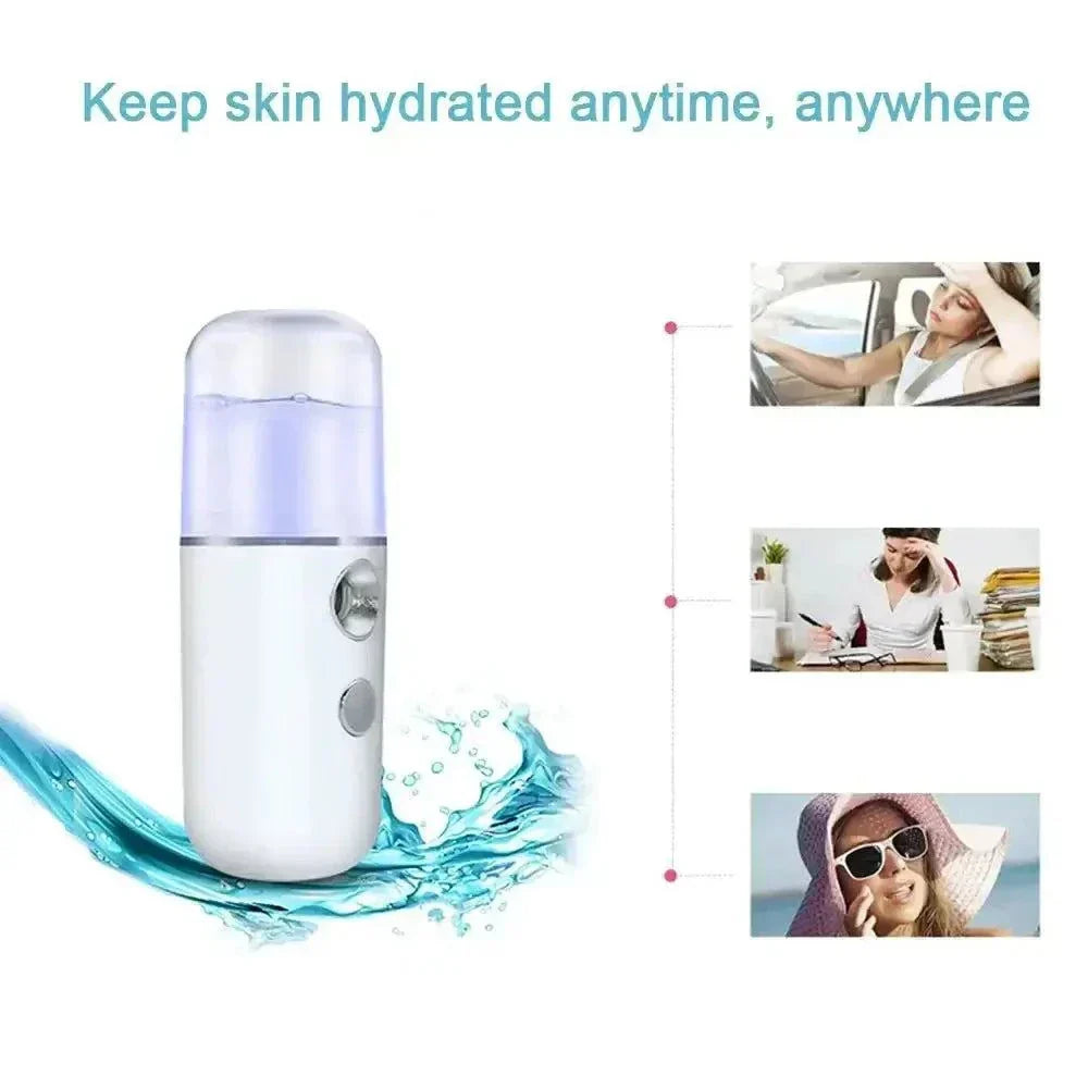 USB facial sprayer for skin hydration, portable and rechargeable for daily use.
