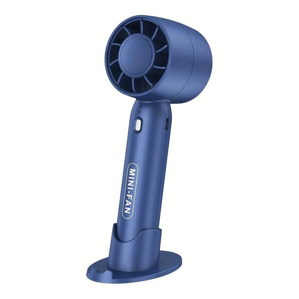 Portable mini fan USB rechargeable with button control.