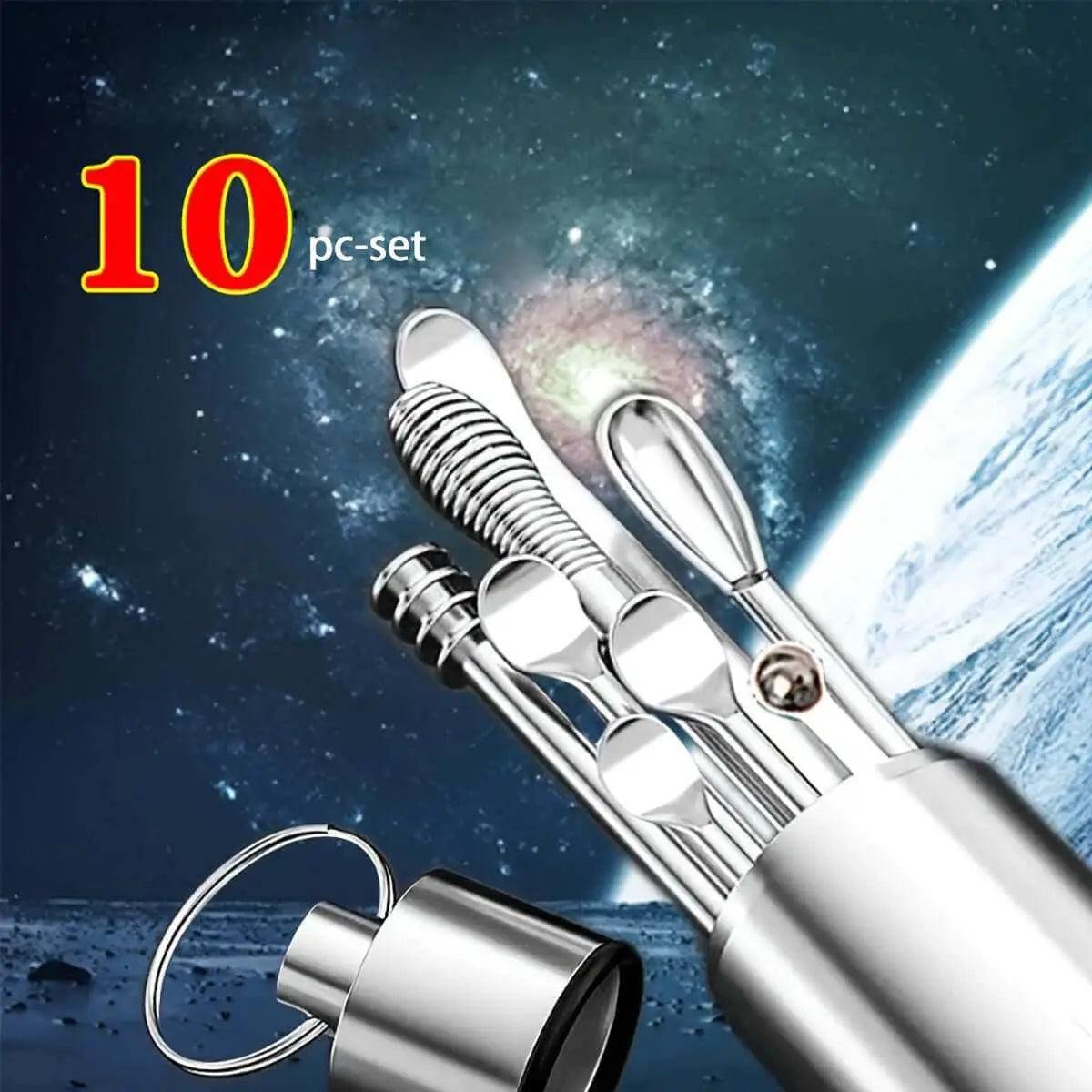 Professional ear cleaning set with 10 stainless steel tools for safe and effective ear hygiene.