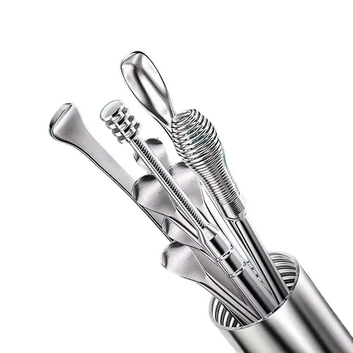 Professional ear cleaning set with 10 stainless steel tools for safe ear hygiene.