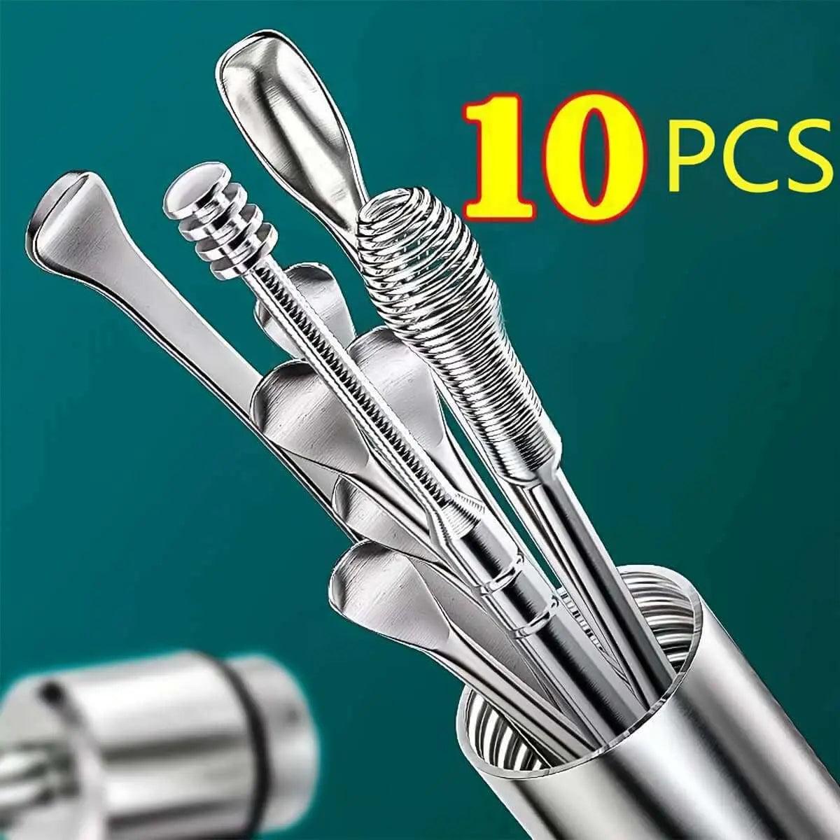Professional Ear Cleaning Set Tools 10pcs Stainless Steel for Healthy Earcare