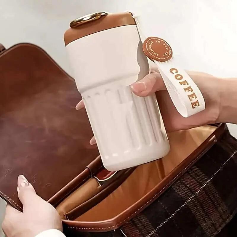Stainless Steel Insulated Coffee Cup with digital display and matte finish ideal for daily use.