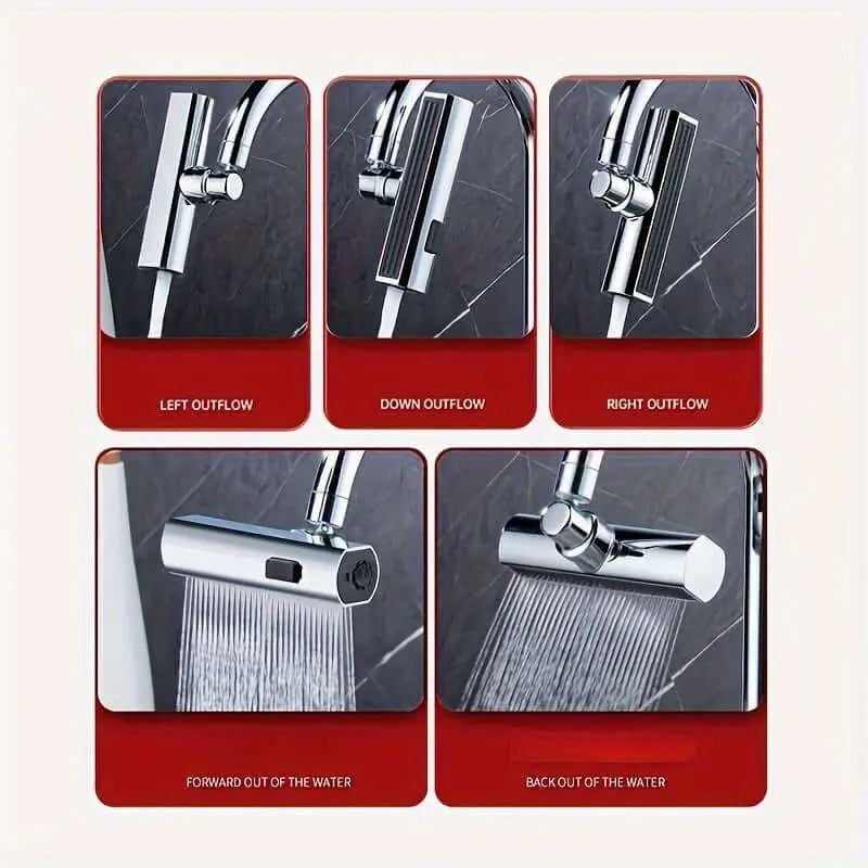 Three-Mode Water Shower with versatile spray, stream, and pause settings for kitchen and bathroom sinks.