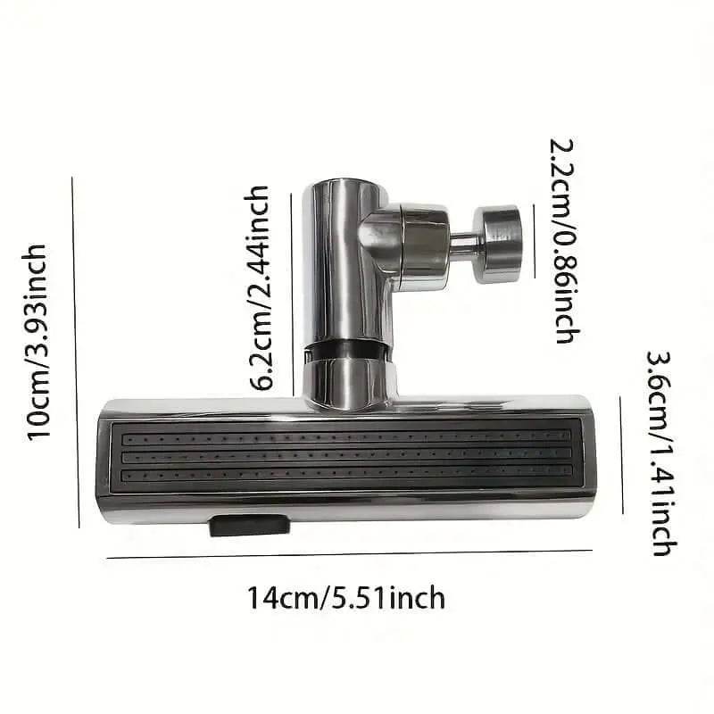 Three-Mode Water Shower attachment with measurement dimensions for kitchen and bathroom sink.