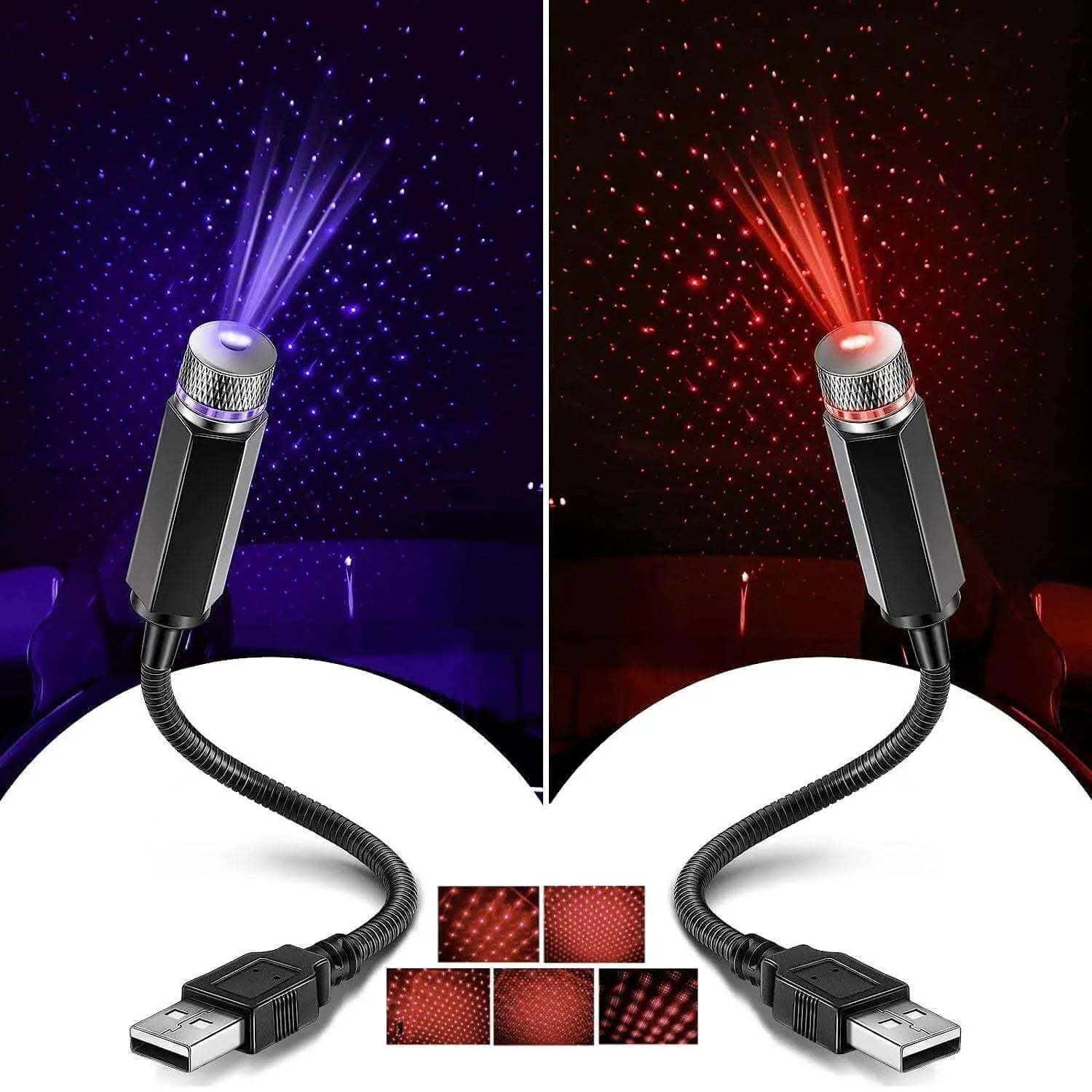 USB Star Projector Night Light with adjustable starry sky projection, USB powered, modern design.
